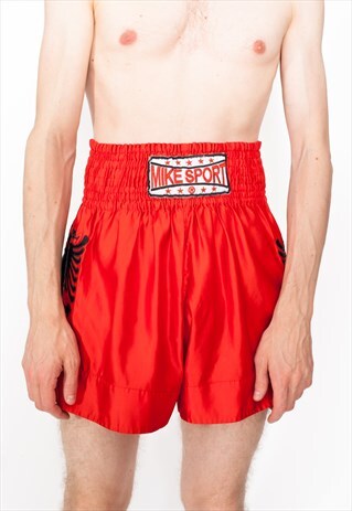 VINTAGE 90S RED THAI BOXING SHORTS ID:6272