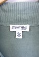 VINTAGE KNITTED SWEATER SAGE GREEN QUARTER ZIP COLLARED 90S