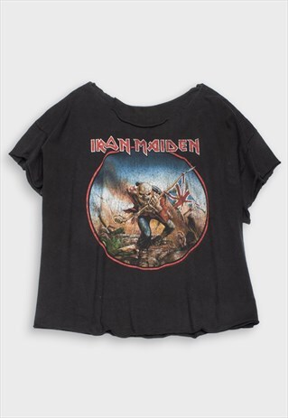 '90S BLACK IRON MAIDEN CROPPED T-SHIRT