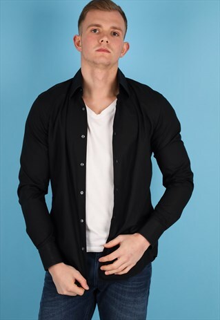VINTAGE BOSS BLACK SHIRT NS166