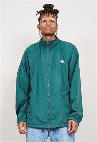 VINTAGE 90'S ADIDAS OVERSIZED GREEN SPORTS JACKET