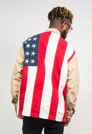 RARE 90'S TOMMY HILFIGER USA FLAG SHIRT STARS AND STRIPES