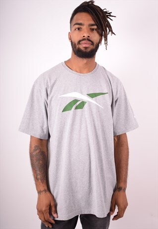 REEBOK MENS VINTAGE T-SHIRT TOP XXL GREY 90S