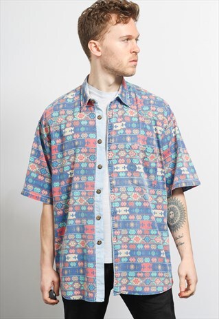 VINTAGE AZTEC PATTERNED SHIRT