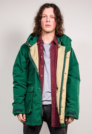 VINTAGE 90'S GREEN L.L. BEAN HOODED JACKET COAT