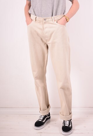 LEVI'S 501 MENS VINTAGE JEANS W36 L36 BEIGE 90S