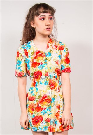 VINTAGE 90'S COLOURFUL FLORAL DRESS