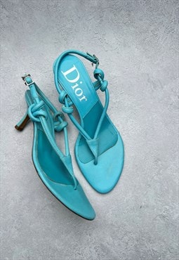 Christian Dior Kitten Heels Sandals Authentic Blue Vintage