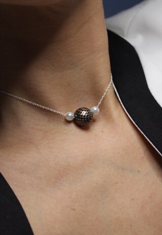 BROWN SNAKESKIN PRINT CHOKER 925 STERLING SILVER