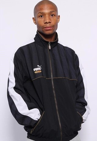 VINTAGE PUMA KING LOGO TRACK JACKET BLACK