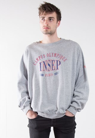 90'S ADIDAS GREY SPORTS COLLEGE SWEATSHIRT