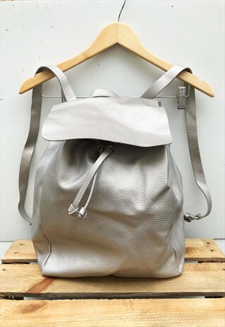 Y2K SILVER RUCKSACK BACKPACK BAG TEXTURED FUTURISTIC