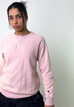 Pink 90s Champion Embroidered Spellout Sweatshirt
