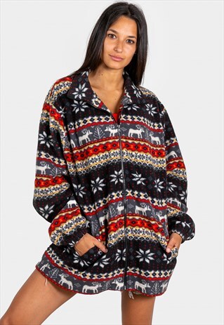 VINTAGE 80S FLEECE JACKET CRAZY PRINT AVELINAS / SP201651