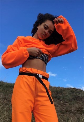 BRIGHT ORANGE ELASTICISED COTTON TROUSERS