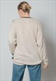 VINTAGE 90S MINIMAL ABSTRACT KNITTED WOMEN SWEATER IN GREY M