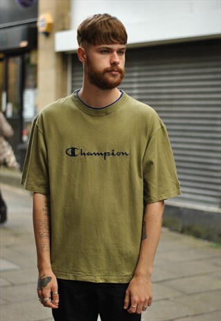 VINTAGE CHAMPION SPELL OUT LOGO TSHIRT