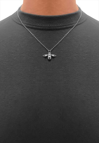 20" MANCHESTER BEE INSECT PENDANT NECKLACE CHAIN - SILVER