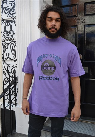 PURPLE REEBOK T SHIRT WITH LOGO ON THE FRONT