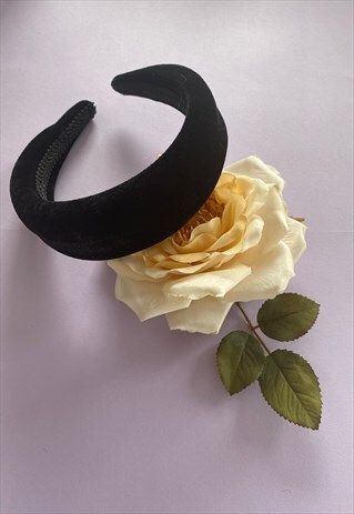 PADDED VELVET HEADBAND - BLACK