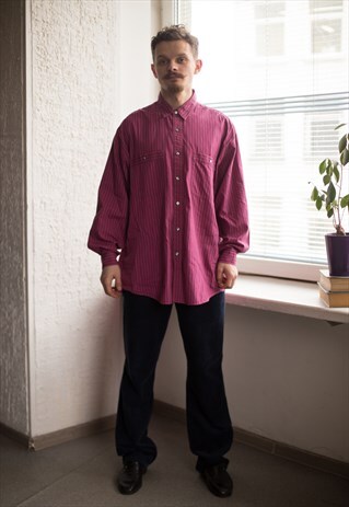 VINTAGE 90'S PURPLE STRIPED COTTON SHIRT