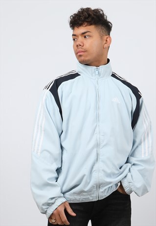 VINTAGE ADIDAS LARGE BLUE WINDBREAKER TRACK JACKET