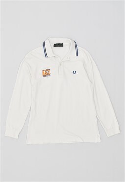 Vintage 90's Fred Perry Polo Shirt Long Sleeve Off White