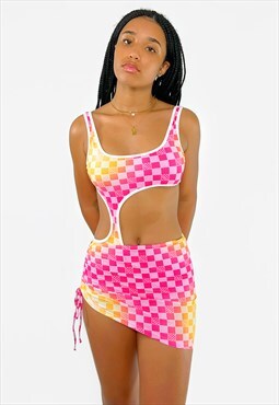 Viva Rose Checks Skirt