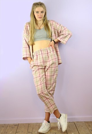 PINK TARTAN CROP PANTS & KIMONO CO-ORDINATES