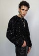 SEQUIN SWEATSHIRT GLITTER TOP SPARKLE JUMPER PARTY PULLOVER 