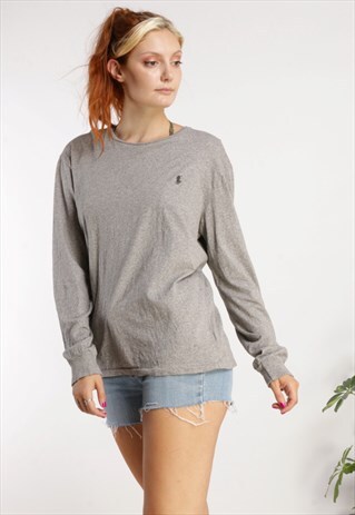 VINTAGE POLO RALPH LAUREN LONG SLEEVE TOP GREY Z1037