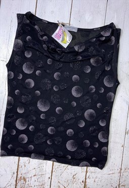 vintage 90s festival glitter moon vest top 