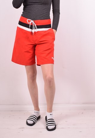 PUMA WOMENS VINTAGE SHORTS W28 RED 90S