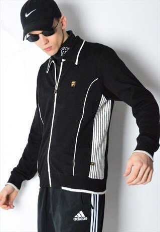 VINTAGE 90S BLACK WOOL BLEND FILA JACKET