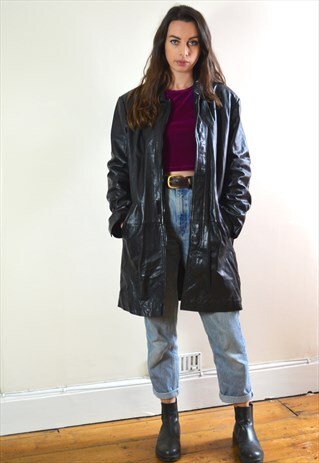 1990S VINTAGE BLACK LEATHER JACKET