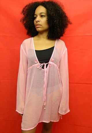 PINK SHEER OVERSIZE BLOUSE TOP