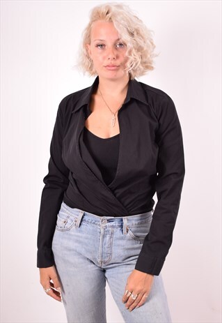 LIU JO WOMENS VINTAGE SHIRT BODY MEDIUM BLACK 90S