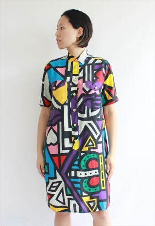 VINTAGE MOSCHINO MULTI RAINBOW PRINT DRESS