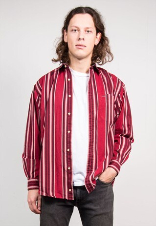 TOMMY HILFIGER RED STRIPE PATTERN SHIRT