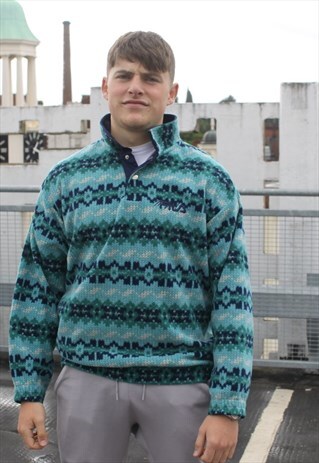 90S FILA MAGIC LINE 1/4 BUTTON FLEECE