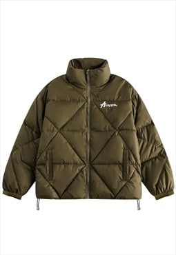 Quilted puffer padded utility bomber jacket grunge coat