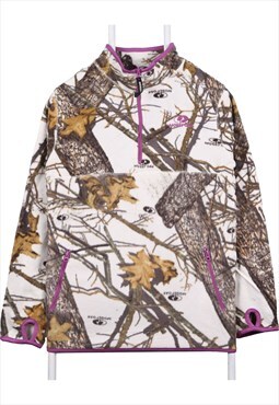 Mossy Oak 90's Forest Quarter Zip Fleece Jumper Large Brown