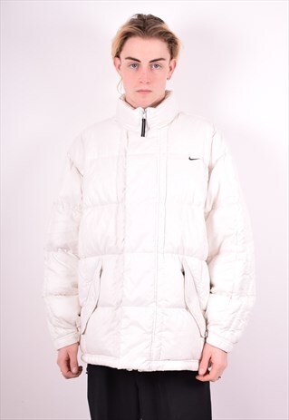NIKE MENS VINTAGE PADDED JACKET LARGE WHITE 90'S