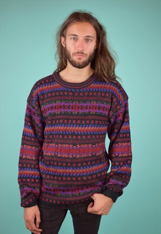 VINTAGE 90'S PATTERNED KNIT JUMPER
