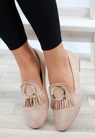 BLUSH PINK SLIP ON FAUX SUEDE SOFT COMFY LOAFERS