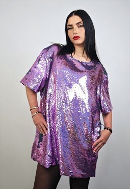 Purple haze sequin dress t-shirt colour changing shiny top