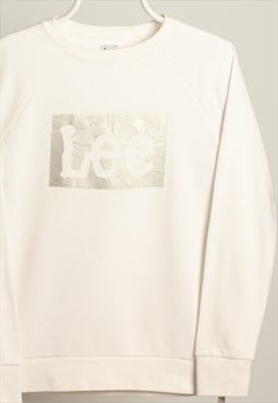 Vintage Lee Crewneck Spell out Sweatshirt White Size L