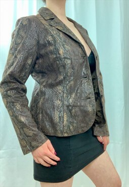 Vintage 90s brown snake print blazer jacket