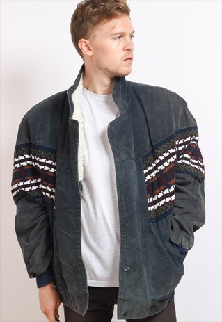 VINTAGE AZTEC FLEECE LINED JACKET