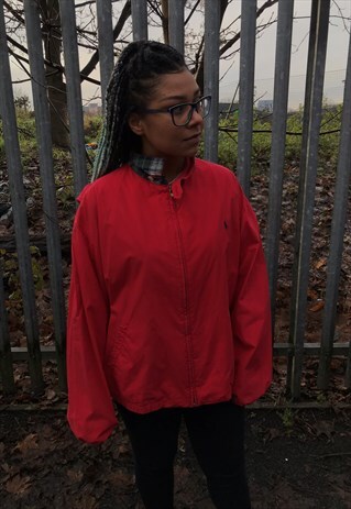 VINTAGE RALPH LUAREN RED ZIP THROUGH HARRINGTON JACKET